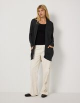 Longcardigan - Feinstrick - Schwarz