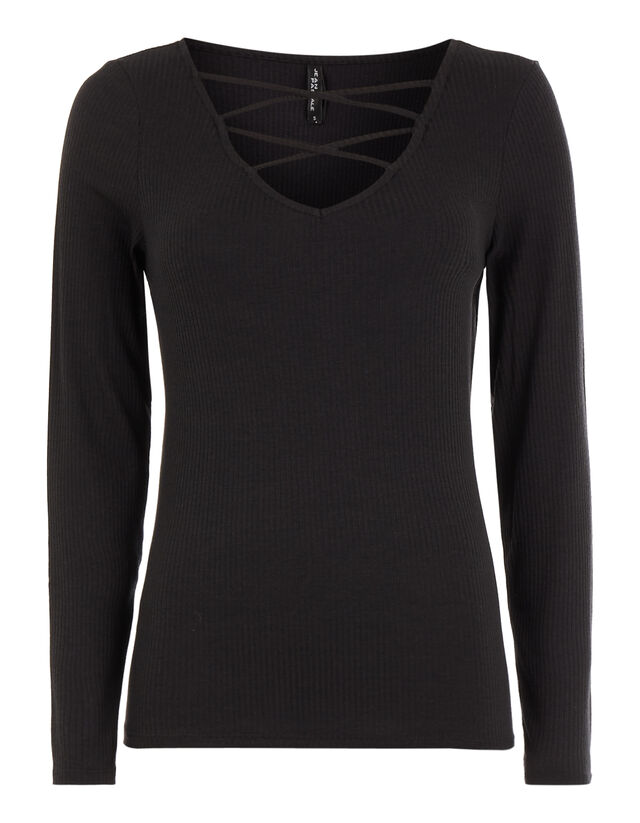 Damen Longsleeve mit Schn&uuml;rung