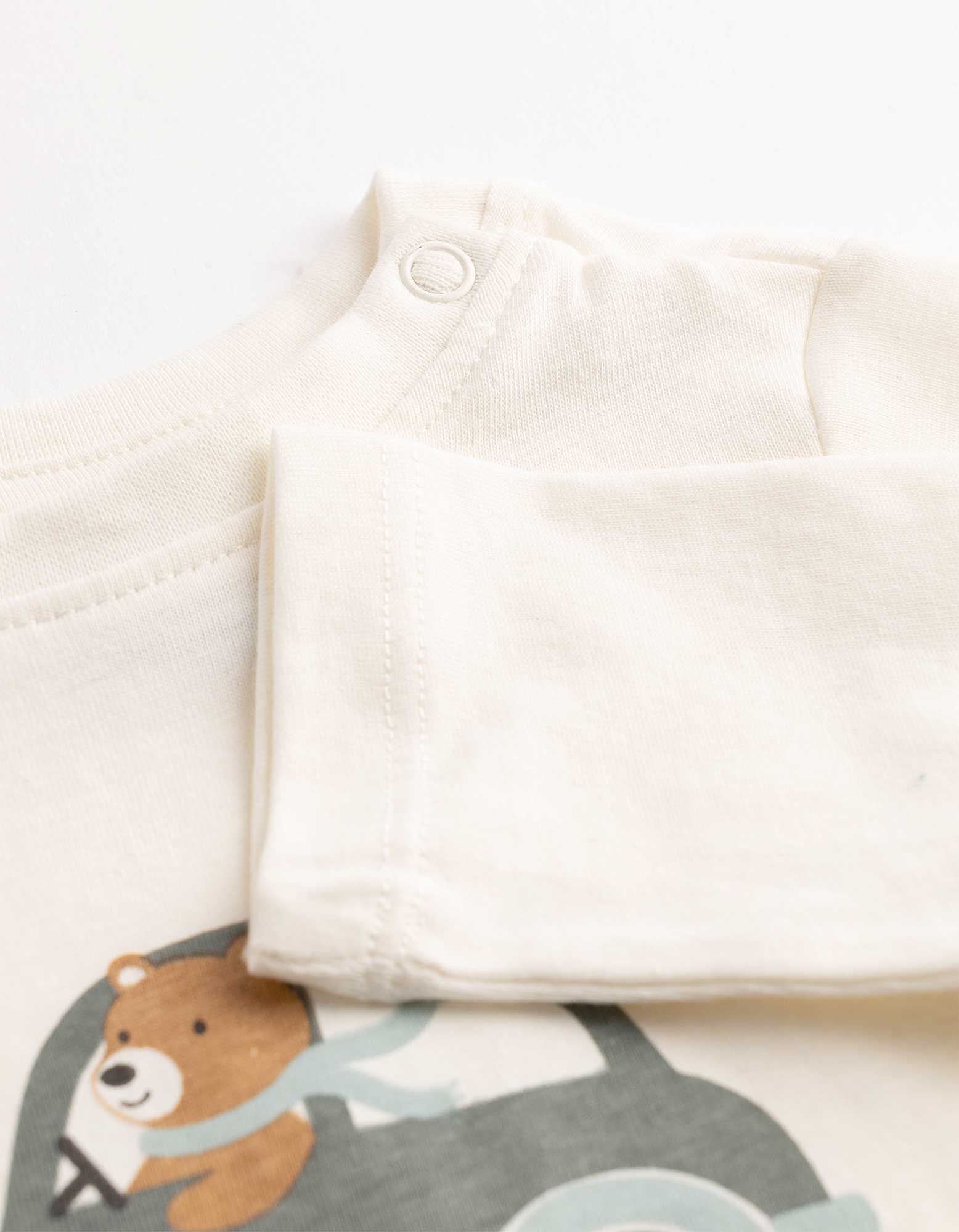 Set bestaande uit T-shirt, broek en slabbetje - Katoenmix - Off-White