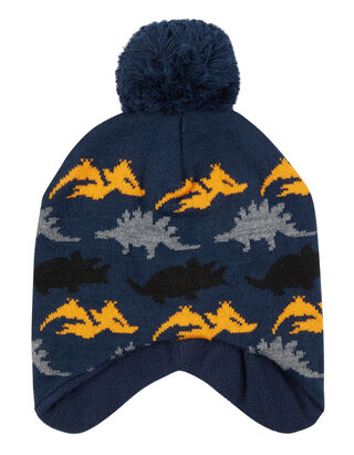 Jungen  Pudelm&uuml;tze mit Dino-Stickereien