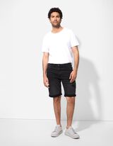 Short en jean - Revers cousus au bas des jambes - Noir