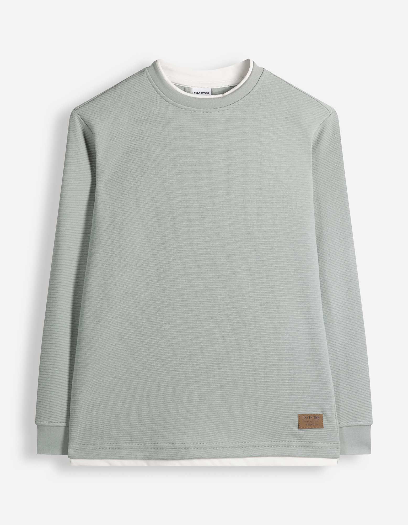 Langarmshirt - mit Struktur - Hellgr&uuml;n