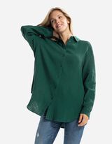Overhemdblouse - Mousseline - donkergroen