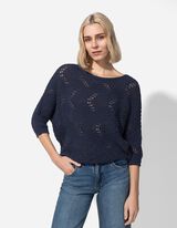 Pleteni pulover - &Scaron;i&scaron;mi&scaron; rukavi - tamno-plava