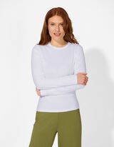 Langarmshirt - Modal-Anteil - wei&szlig;