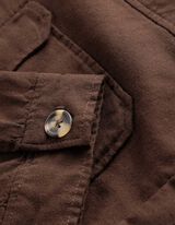 Veste chemise - Aspect lin - brun fonc&eacute;