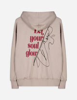 Felpa con cappuccio - Impronta sul retro - beige