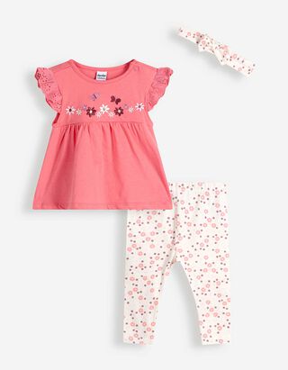 Souprava tričko s dlouh&yacute;m ruk&aacute;vem a leg&iacute;ny - V&yacute;&scaron;ivka - pink