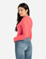 Maieu cu m&acirc;neci lungi - Amestec de bumbac - Rosu deschis