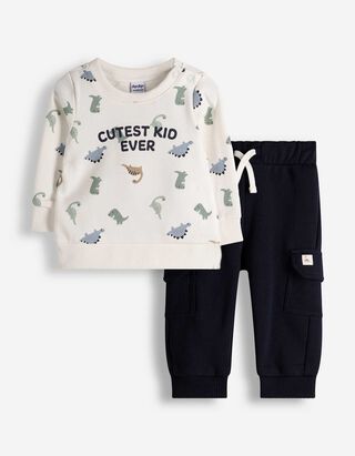 Sweatshirt &eacute;s nadr&aacute;g szett - Elsz&oacute;rt nyomott minta - feher