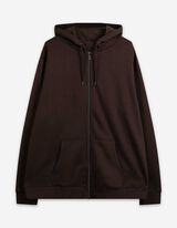 Propínací mikina - Kapuce se šňůrkou na stažení - tmave hneda