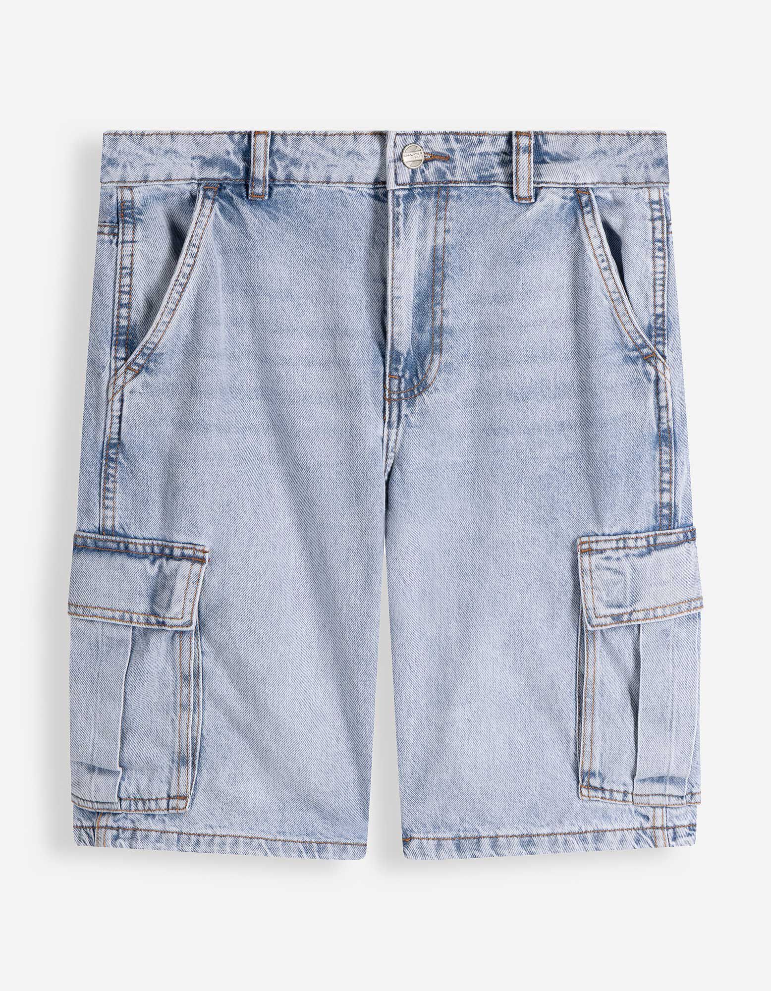 Short cargo - denim bleu clair - Bleu