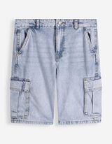 Short cargo - denim bleu clair - Bleu
