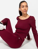 Cropped Shirt - Rippenstruktur - dunkelrot