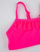 zestaw g&oacute;ra i d&oacute;ł od bikini - falbany - rozowy