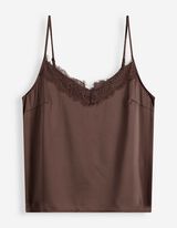 Top - Spitzenbesatz - dunkelbraun