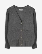 Strickjacke - Aufgesetze Taschen - grau