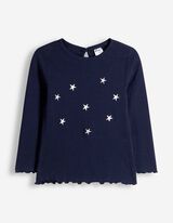 Langarmshirt - Feinripp - Dunkelblau