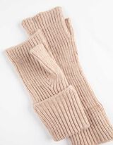 Mănuși fără deget - Tricot cu nervuri - Bej