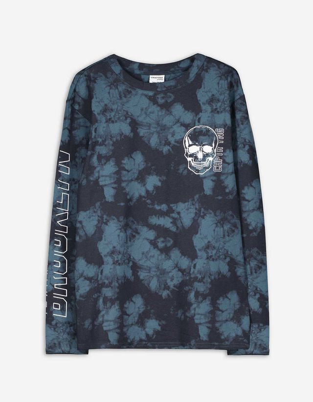 Langarmshirt - Print - dunkelblau