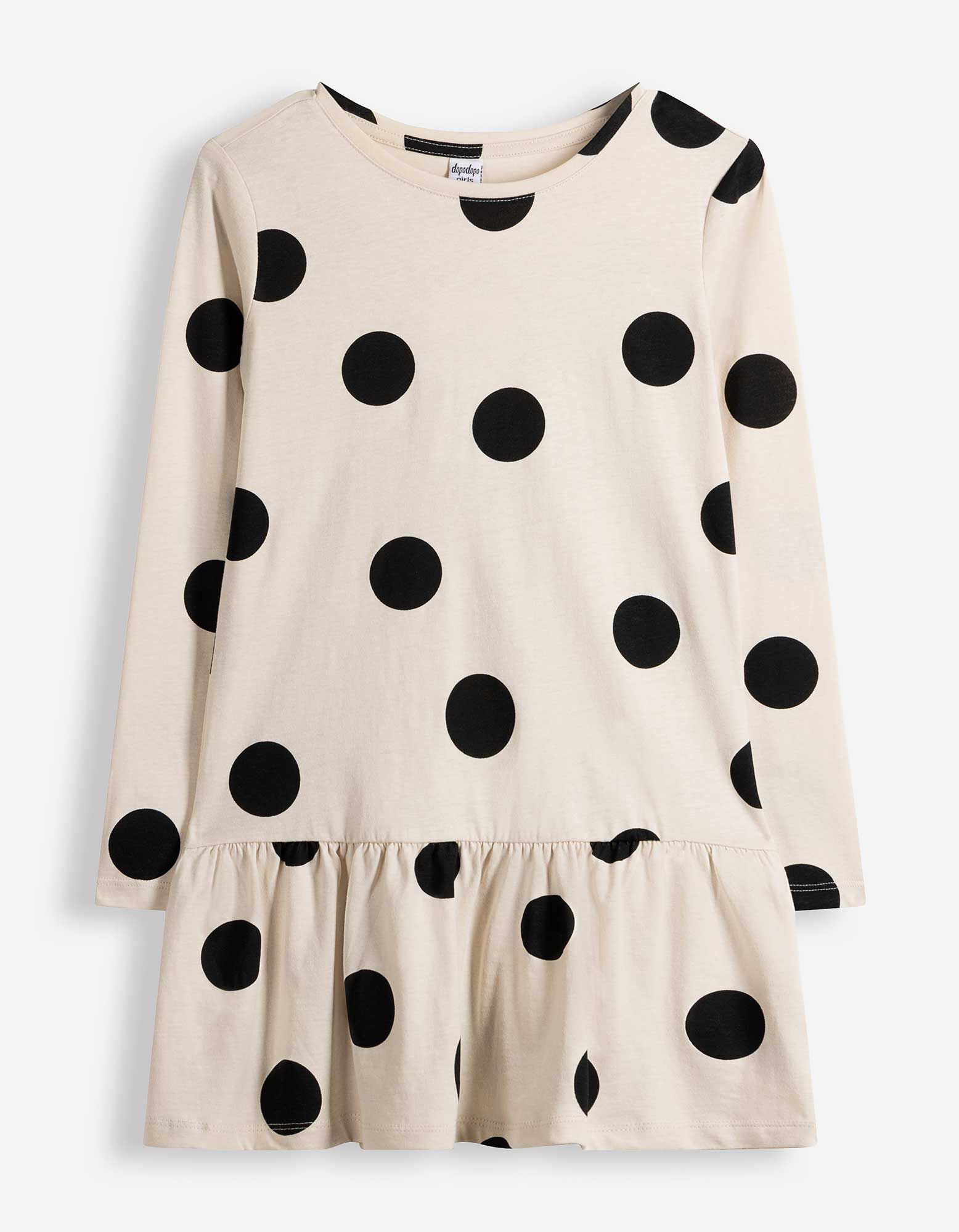 Kleid - Punktemuster - Beige