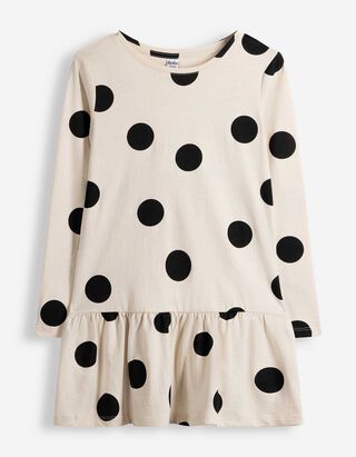 Kleid - Punktemuster - Beige