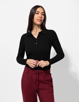 Hosszú ujjú felső - Bordázott - fekete