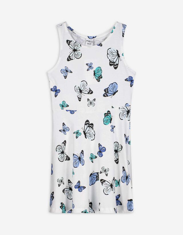 Kleid - Allover-Muster - weiß