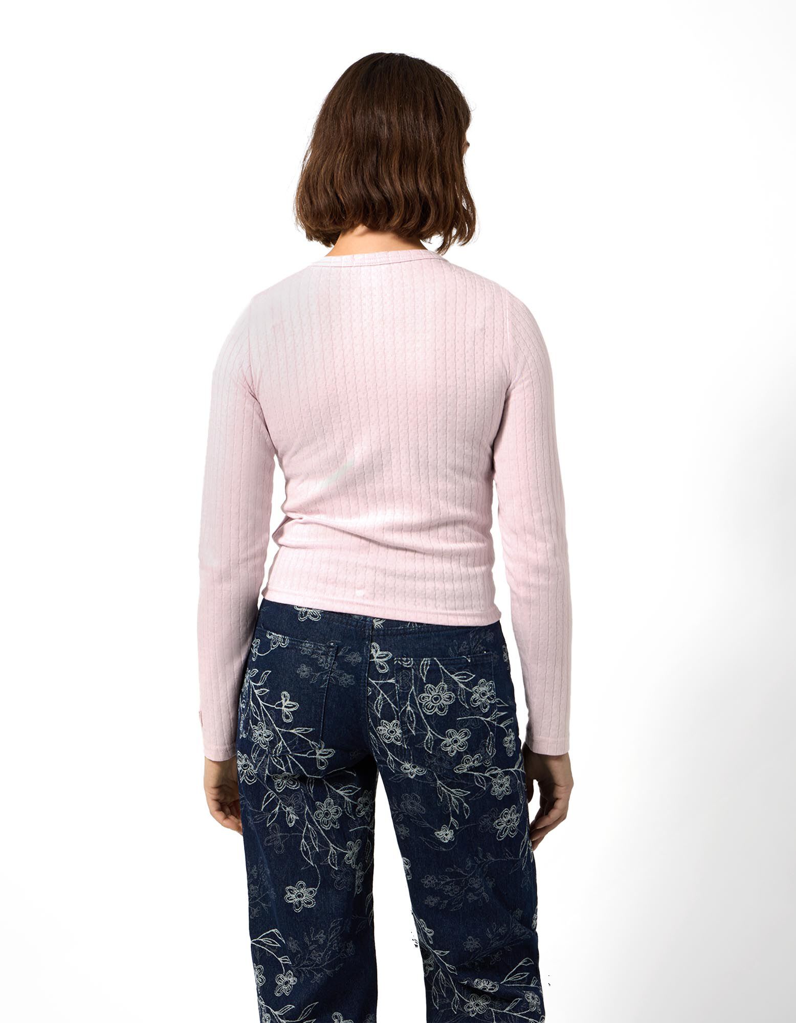 T-shirt &agrave; manches longues - &Eacute;tiquette - ros&eacute; tendre 
