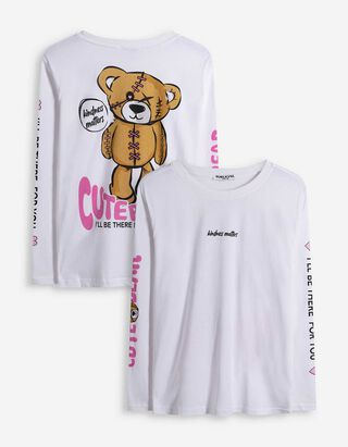 Langarmshirt - Rückenprint - weiß