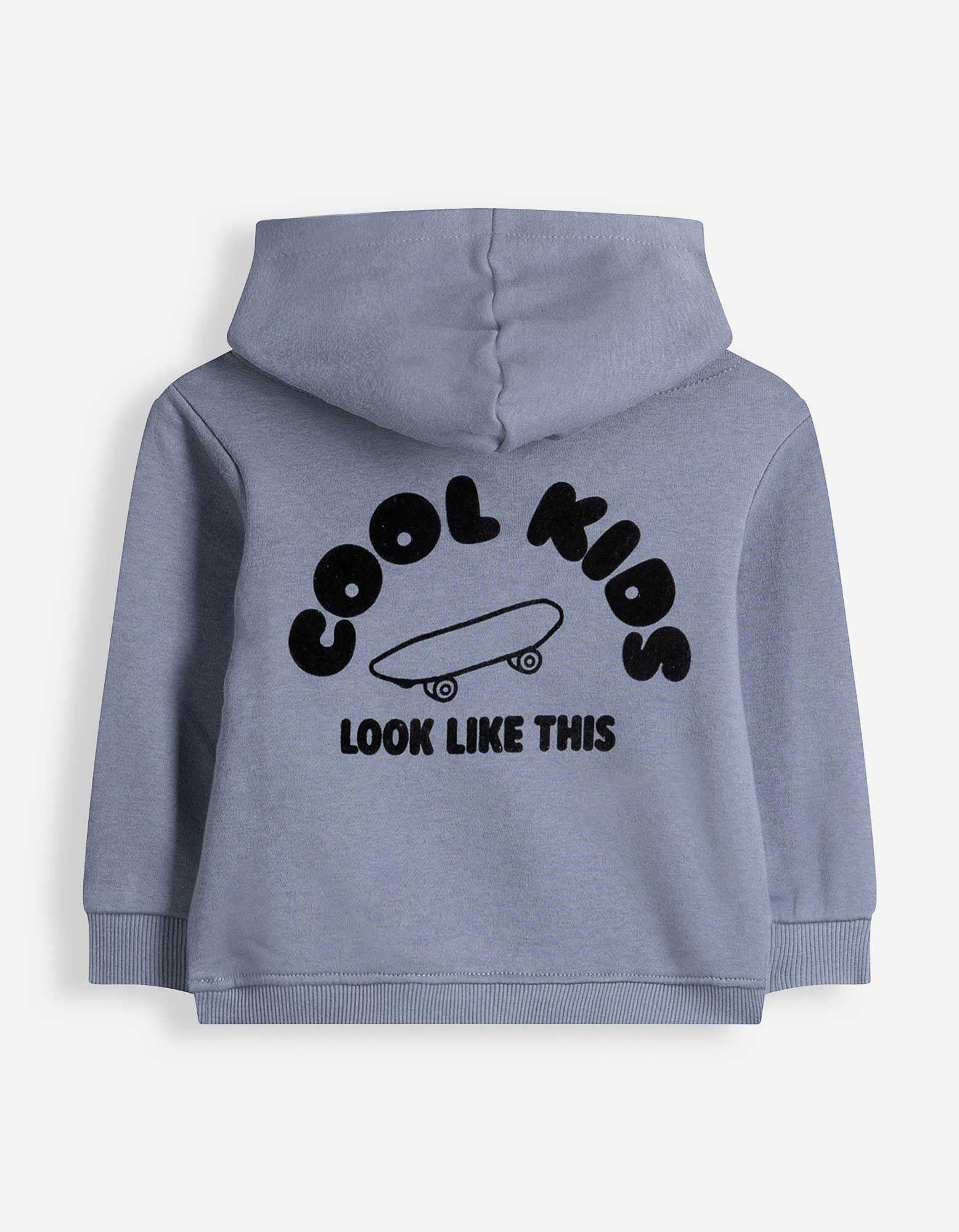 Hoodie - Print op rug - Petrolblauw