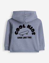 Hoodie - Print op rug - Petrolblauw