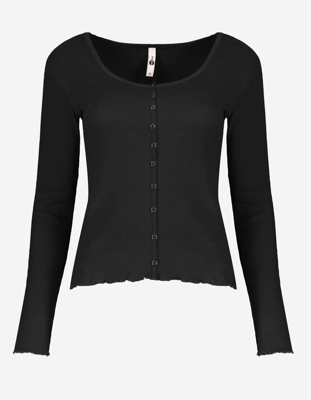 Damen Langarmshirt - Knopfleiste