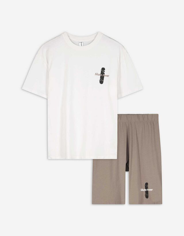 Pyjama Set aus Shirt und Shorts - Rückenprint - bronzefarben