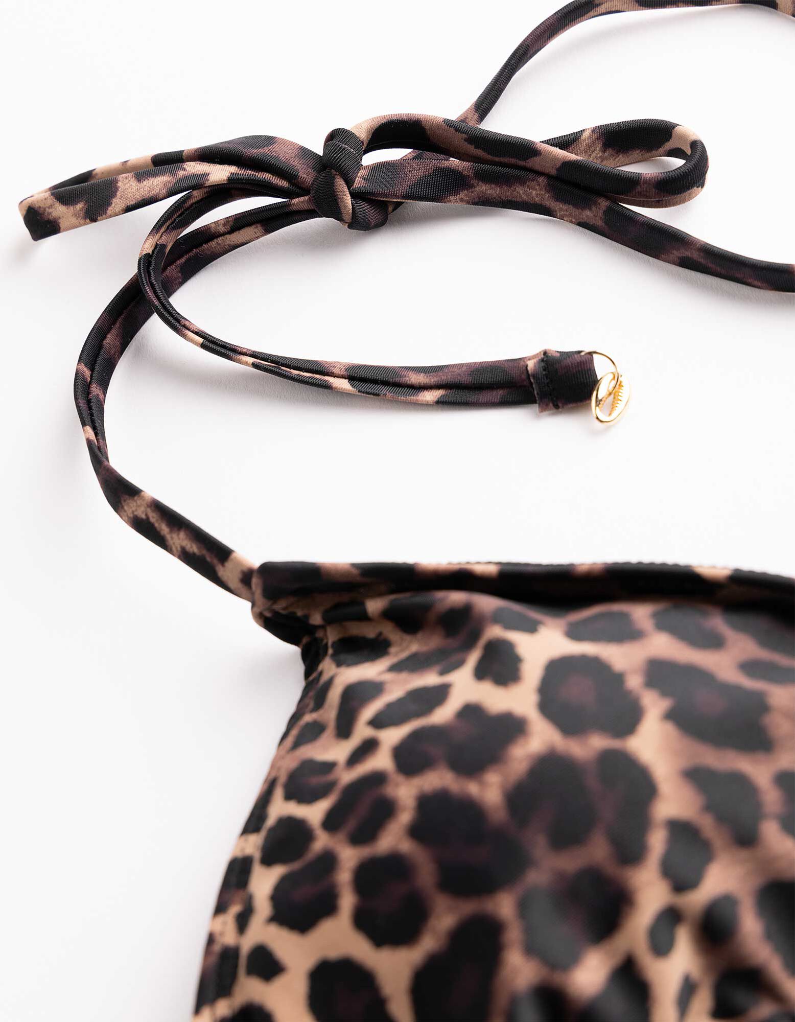 Haut de bikini - Motif l&eacute;opard - Brun