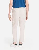 Spodnie cargo - mieszanka lniana - bialy