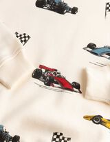 Sweatshirt - Allover-Print - Wei&szlig;
