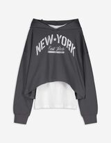 Set aus kurzem Sweatshirt und Oberteil - Print - dunkelgrau