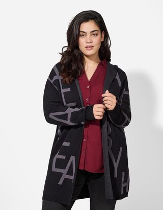 Cardigan - Kapuze - schwarz