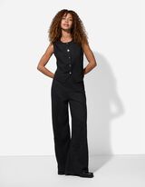 Pantaloni - Wide Fit - Negru