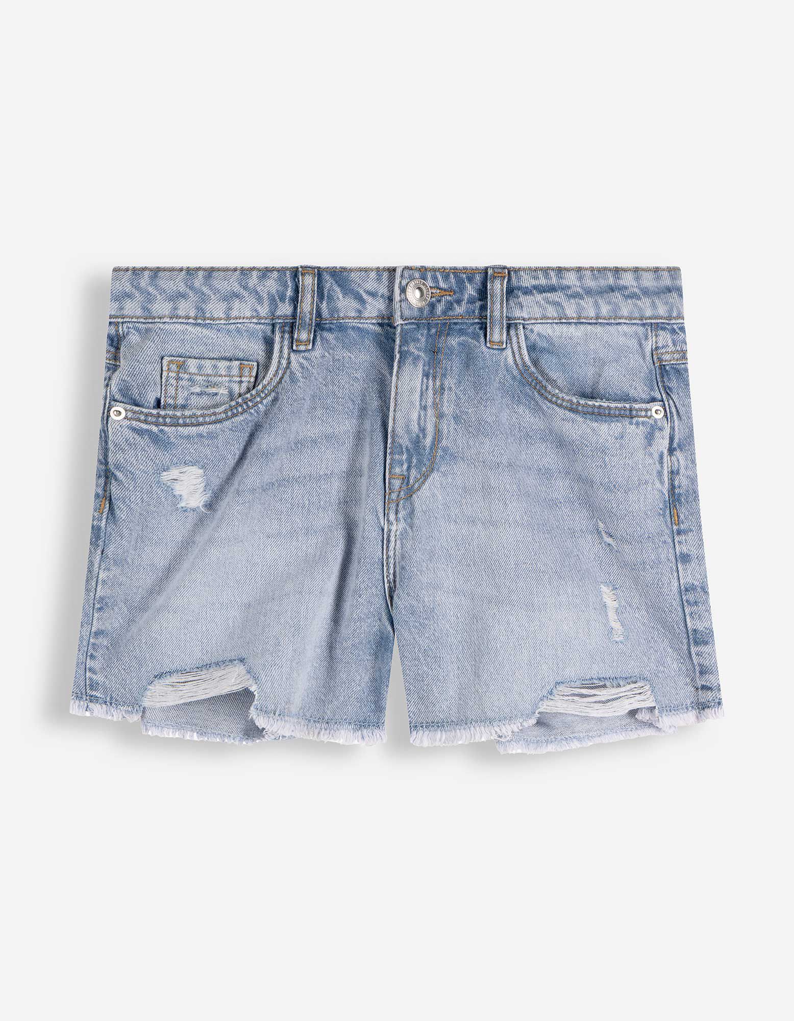 Pantaloni scurți denim - Distrus - Albastru