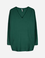 Maglione - Scollo a V - verde scuro