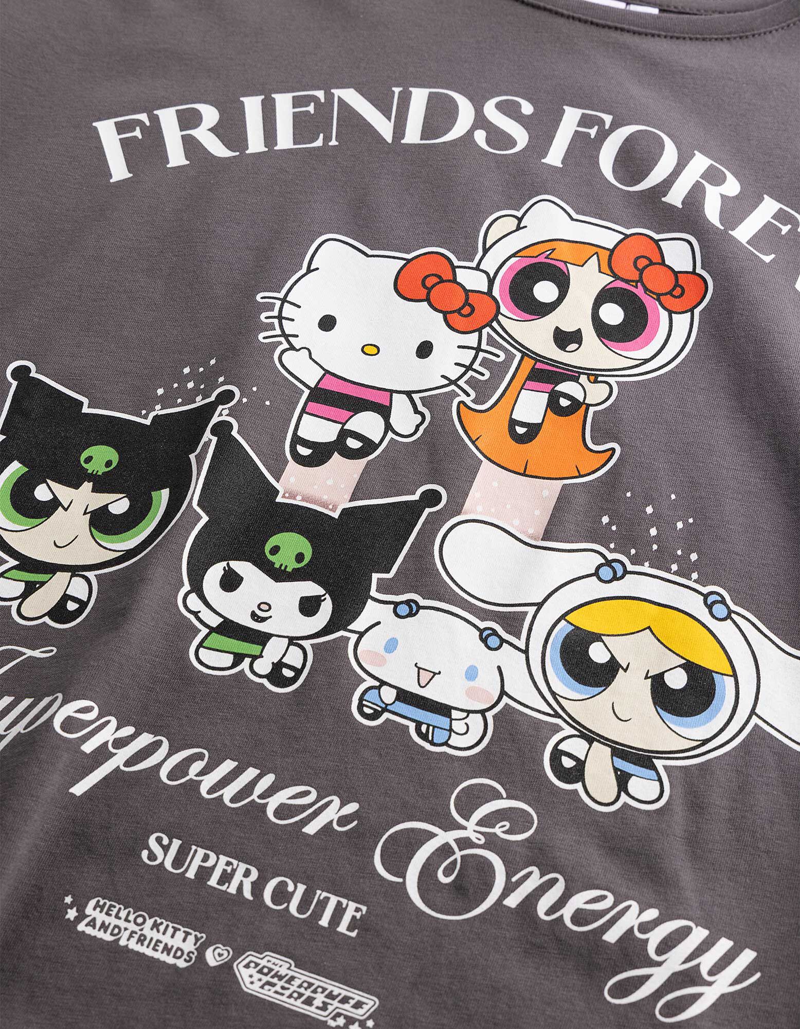 T-Shirt - Hello Kitty and Power Puff Girls - Dunkelgrau