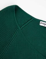 Langarmshirt - Rippstrick - dunkelgr&uuml;n