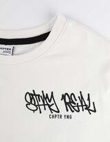 Bluză de corp cu mânecă lungă - Imprimare spate - Alb