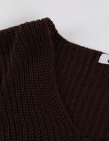 Pulover iz volne - Podalj&scaron;ana hrbtna stran - temno rjava