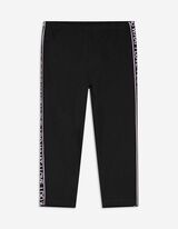 legginsy - kontrastowe paski - czarny