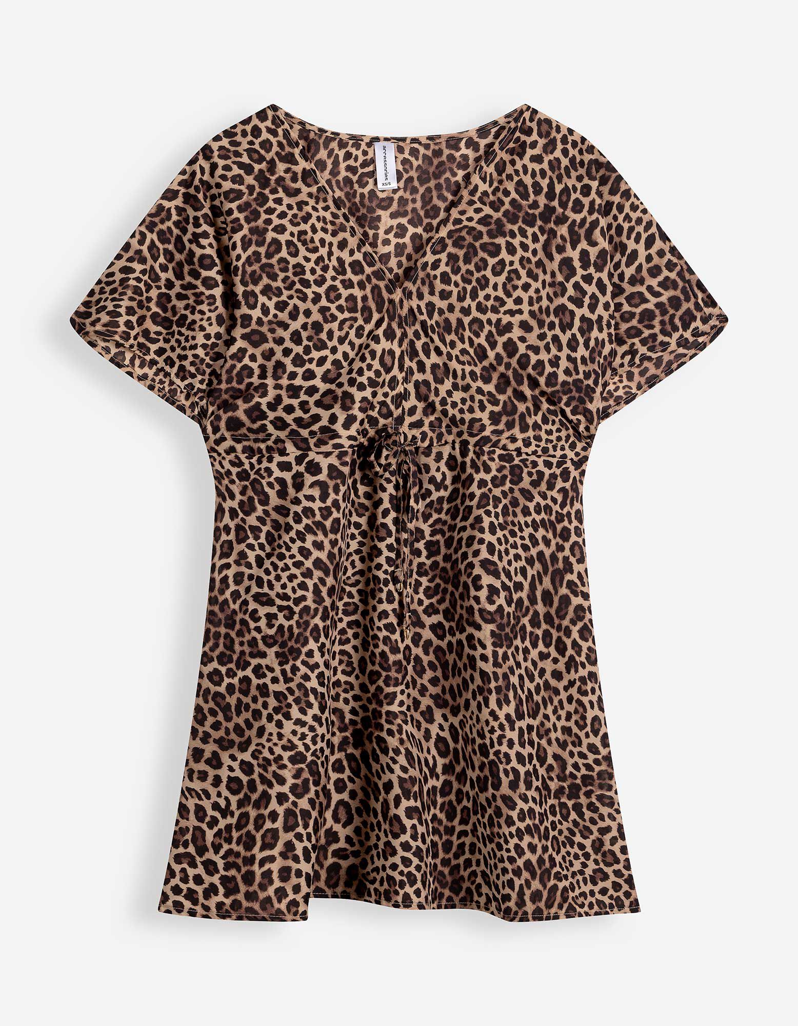 Pl&aacute;žov&aacute; tunika - Levhart&iacute; vzor - hneda