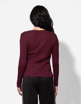 Shirt - Rippenstruktur - dunkellila