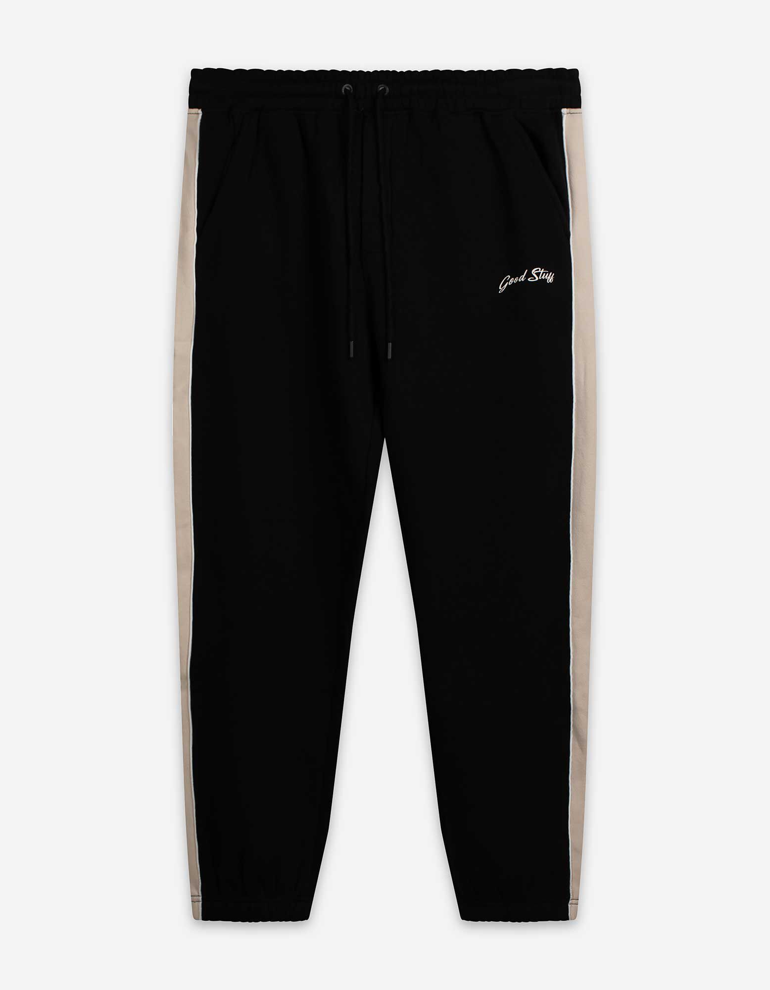 spodnie joggingowe - kontrastowe paski - czarny